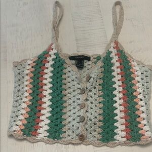 Forever 21 knot crop top button front